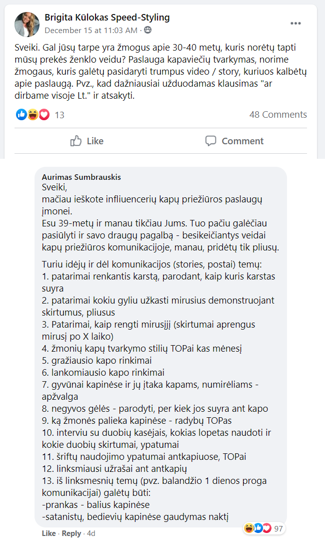 kapiniu prieziura infliuenceriai